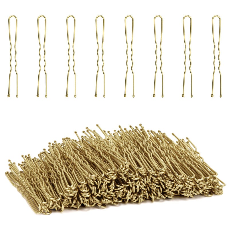 Tbestmax 300 Hair Bun Bobby Pins U Shaped Pin Hair Grips to Clip Ballet Hair Net for Women 5 CM2 Inch Gold